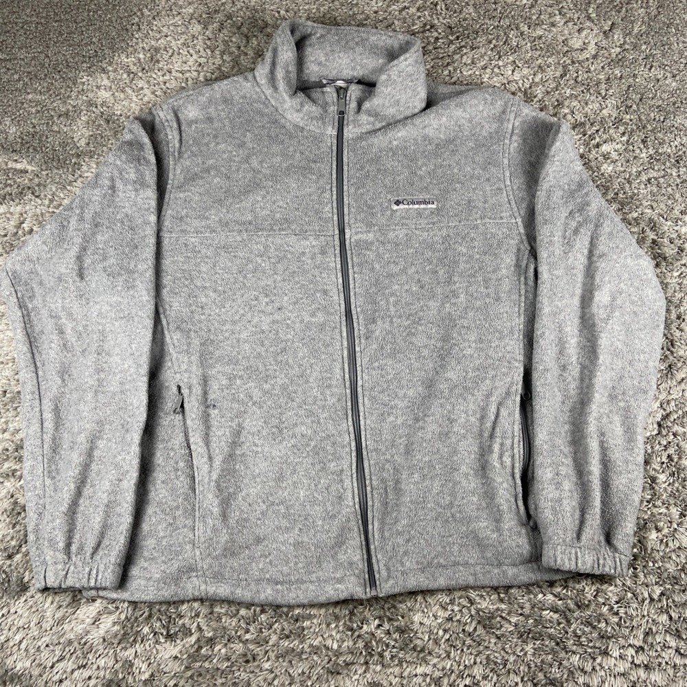 Columbia Mount Grant Fleece Full Zip Jacket Mens XL Grey Zip Outdoor Warm Soft